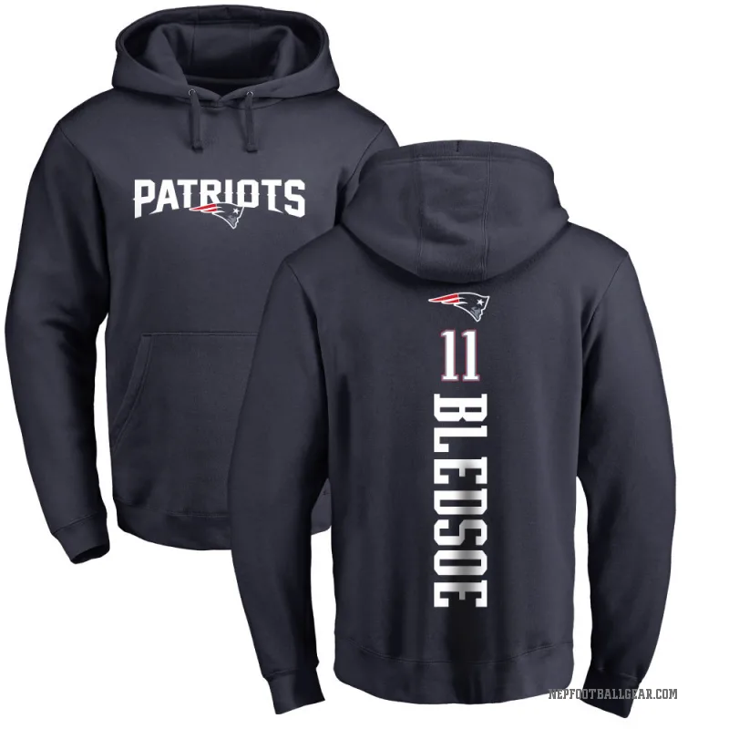 Drew Bledsoe Men's Navy New England Patriots Pro Line Backer Pullover Hoodie