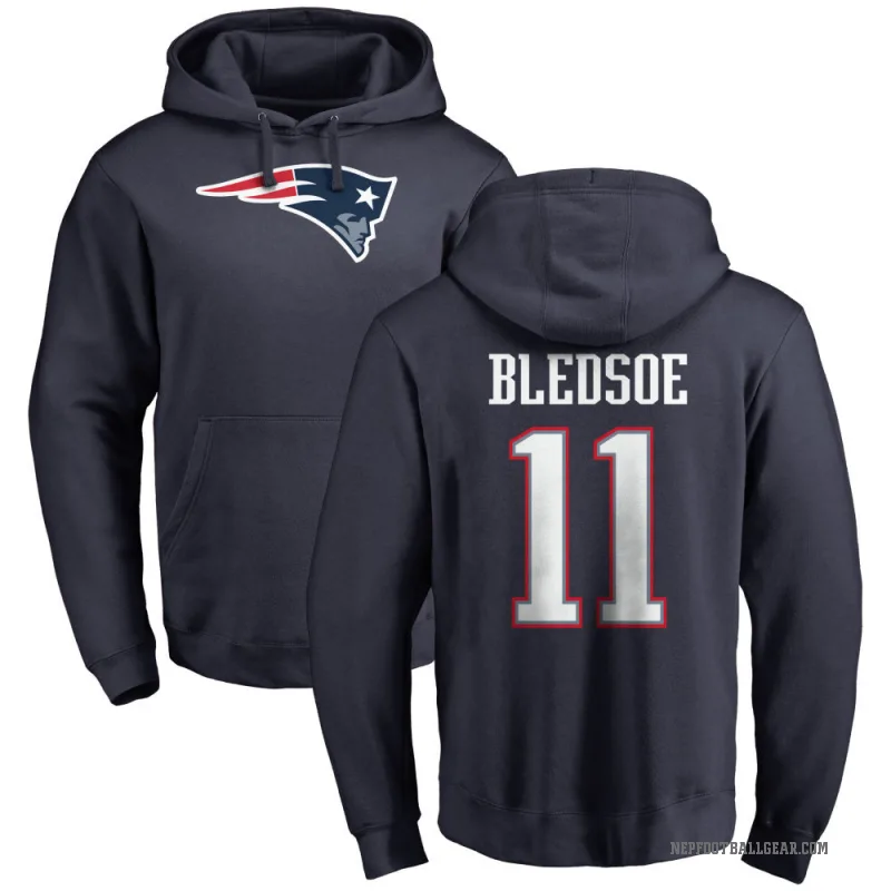Drew Bledsoe Men's Navy New England Patriots Pro Line Logo Pullover Hoodie