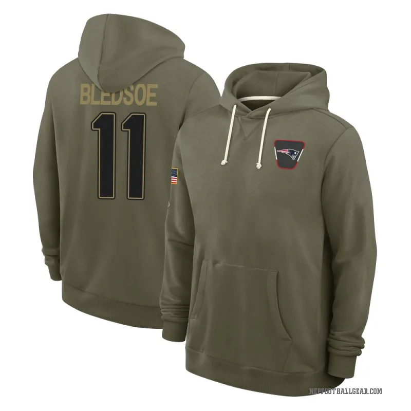 Drew Bledsoe Men's Olive New England Patriots 2025 Salute to Service Hoodie