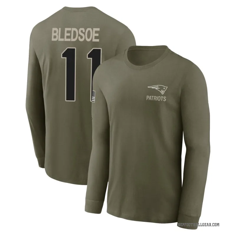 Drew Bledsoe Men's Olive New England Patriots 2025 Salute to Service Sideline Long Sleeve T-Shirt