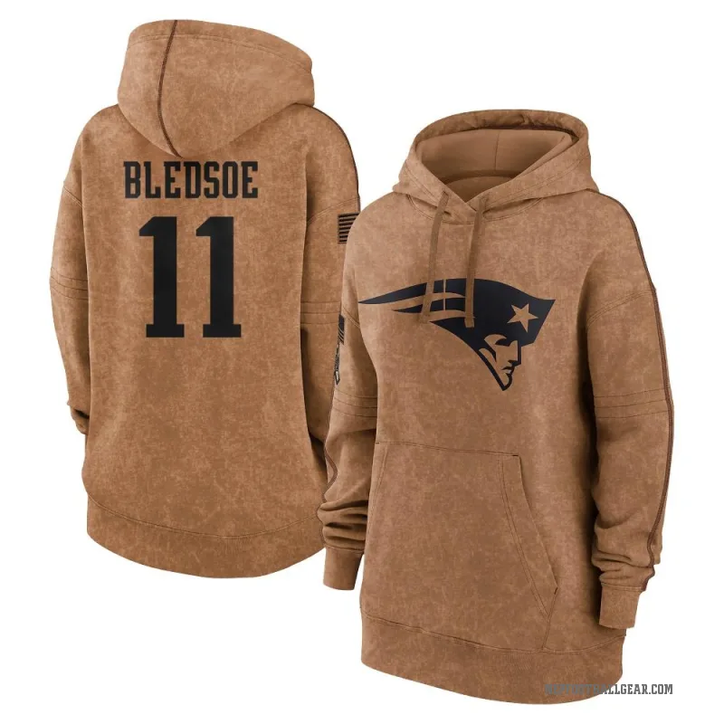 Drew Bledsoe Women's Brown New England Patriots 2023 Salute To Service Pullover Hoodie