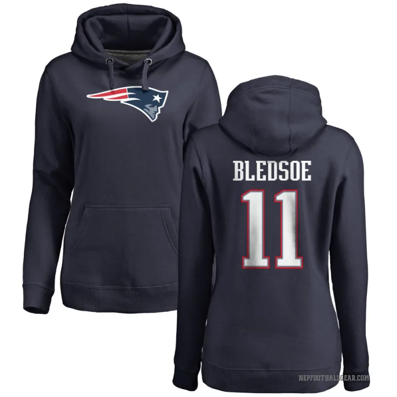Drew Bledsoe Women's Navy New England Patriots Pro Line Logo Pullover Hoodie