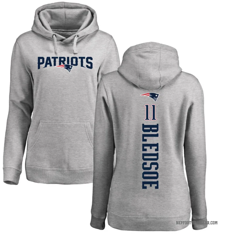 Drew Bledsoe Women's New England Patriots Pro Line Ash Backer Pullover Hoodie