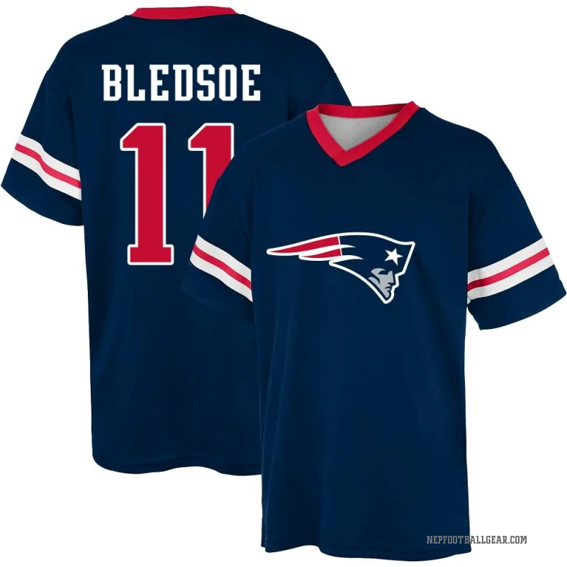 Drew Bledsoe Youth Navy New England Patriots Game Day V-Neck T-Shirt
