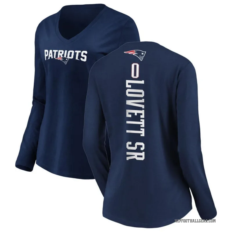 Fabien Lovett Sr. Women's Navy New England Patriots Backer Slim Fit Long Sleeve T-Shirt -