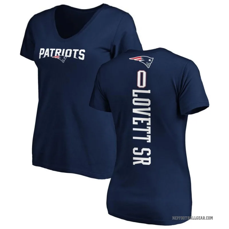 Fabien Lovett Sr. Women's Navy New England Patriots Backer Slim Fit T-Shirt -