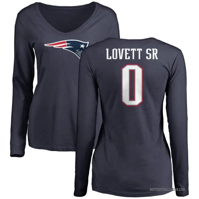 Fabien Lovett Sr. Women's Navy New England Patriots Logo Slim Fit Long Sleeve T-Shirt -
