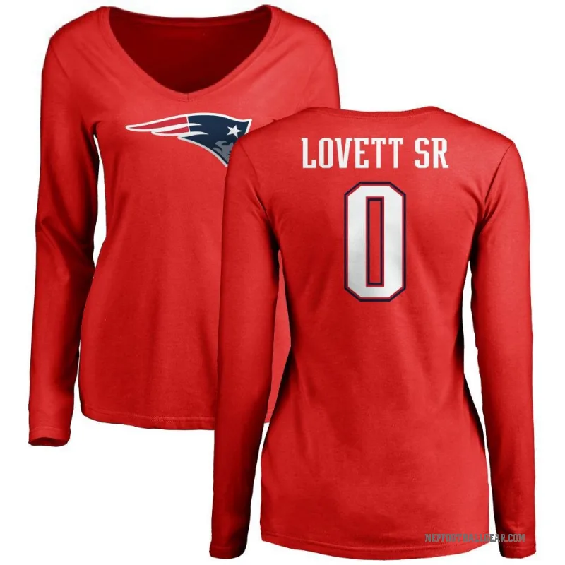 Fabien Lovett Sr. Women's Red New England Patriots Logo Slim Fit Long Sleeve T-Shirt -