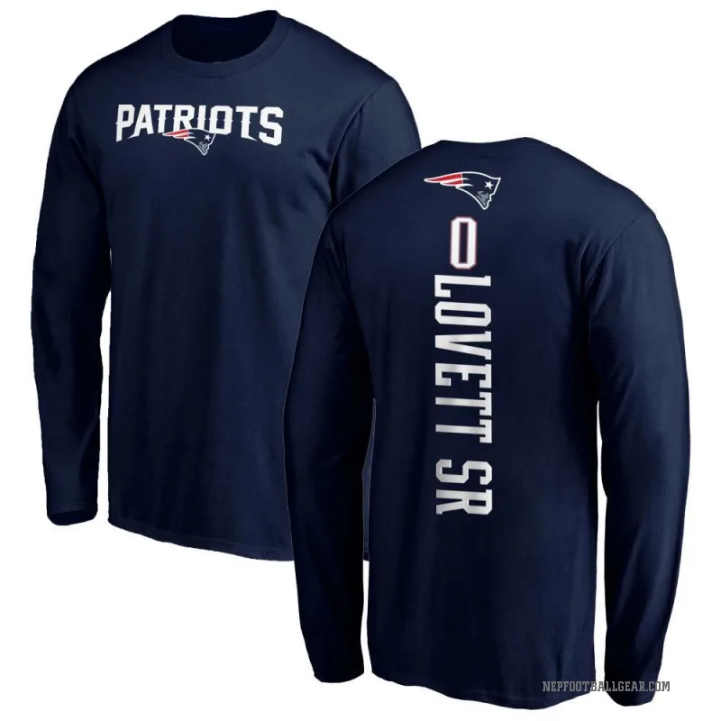 Fabien Lovett Sr. Youth Navy New England Patriots Backer Long Sleeve T-Shirt -