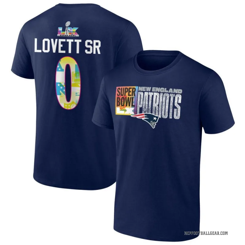 Fabien Lovett Sr. Youth Navy New England Patriots Super Bowl LX T-Shirt