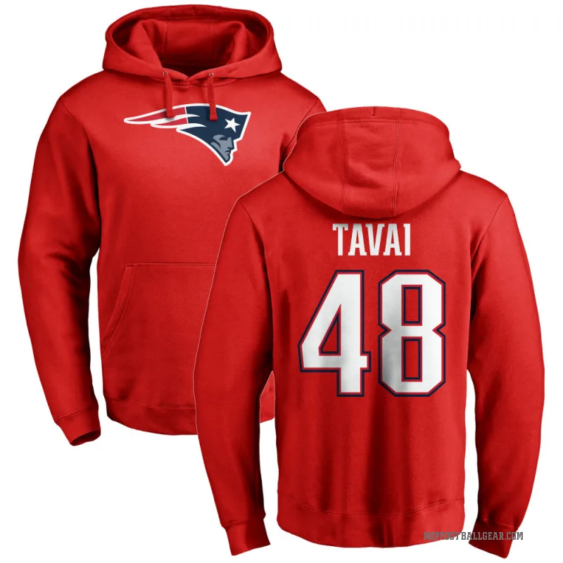 Jahlani Tavai Men's Red New England Patriots Pro Line Logo Pullover Hoodie