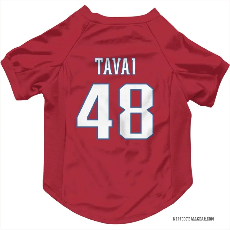 Jahlani Tavai  Red New England Patriots  Cat & Dog Pet Jersey