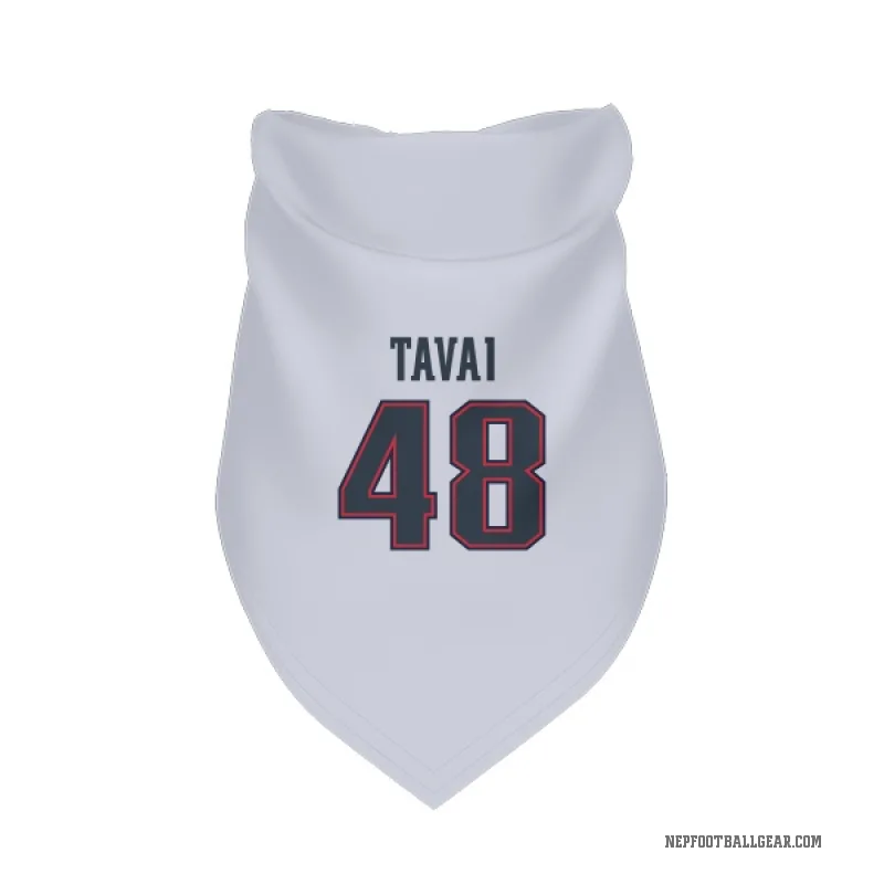 Jahlani Tavai  White New England Patriots  Cat & Dog Pet Bandana