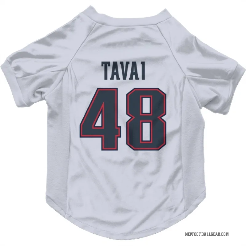 Jahlani Tavai  White New England Patriots  Cat & Dog Pet Jersey