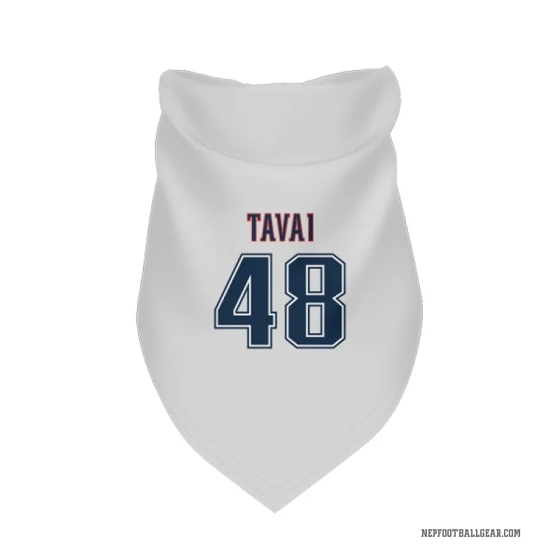 Jahlani Tavai  White New England Patriots  Fade Cat & Dog Pet Bandana
