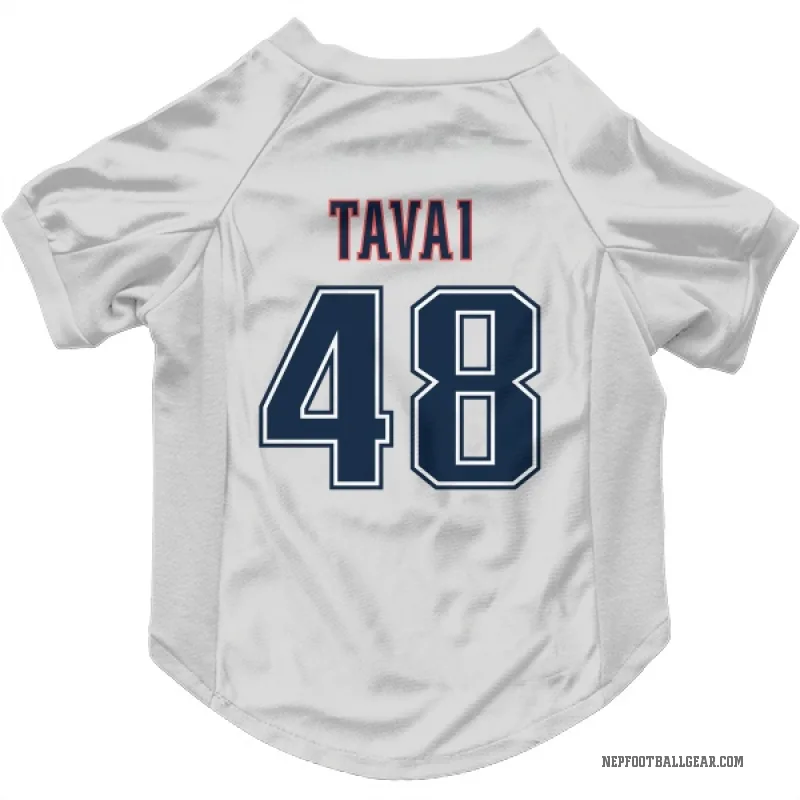Jahlani Tavai  White New England Patriots  Fade Cat & Dog Pet Jersey