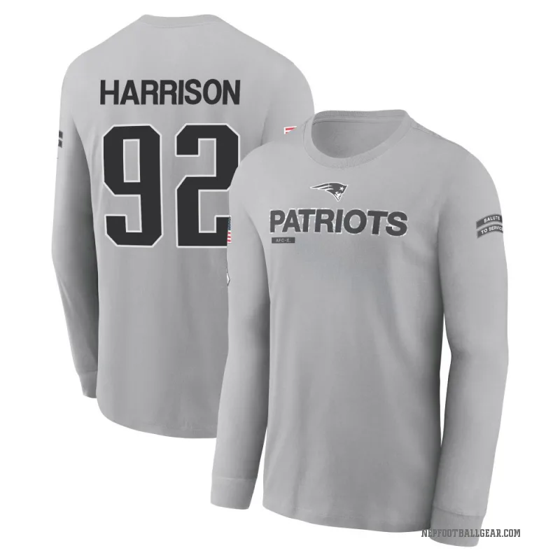 James Harrison Men's Gray New England Patriots 2024 Salute to Service Long Sleeve T-Shirt