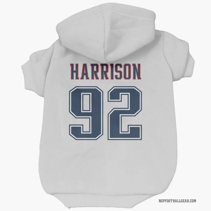 James Harrison  White New England Patriots  Fade Cat & Dog Pet Hoodie
