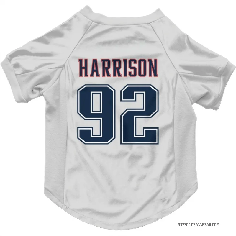 James Harrison  White New England Patriots  Fade Cat & Dog Pet Jersey