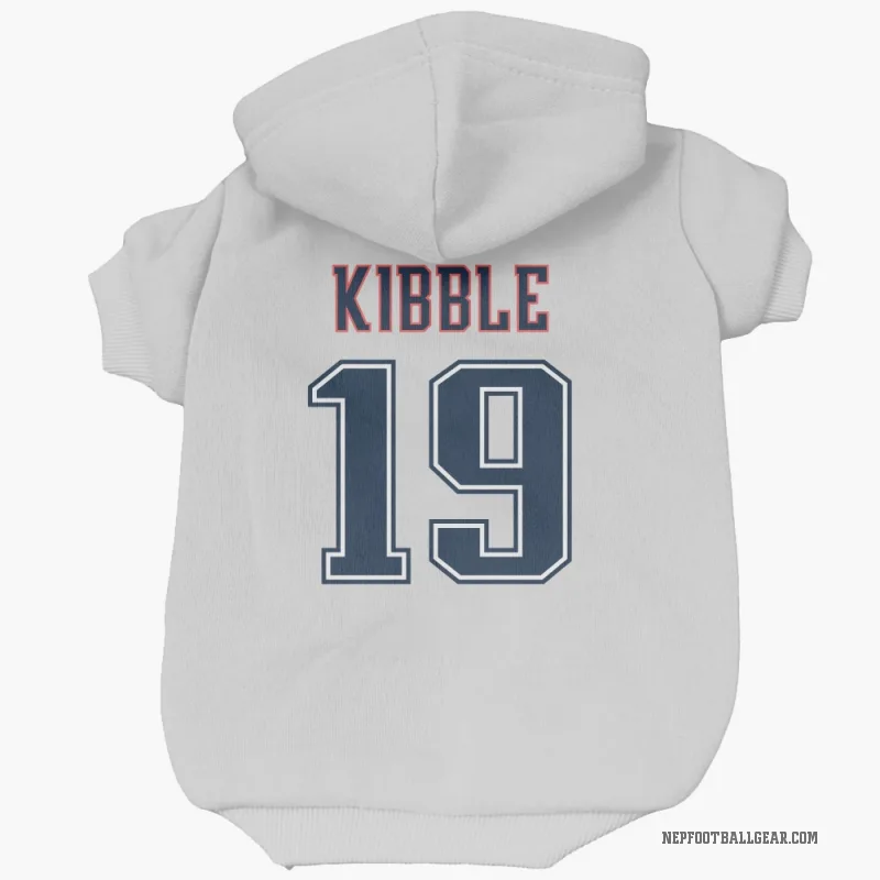 Jimmy Kibble  White New England Patriots  Fade Cat & Dog Pet Hoodie