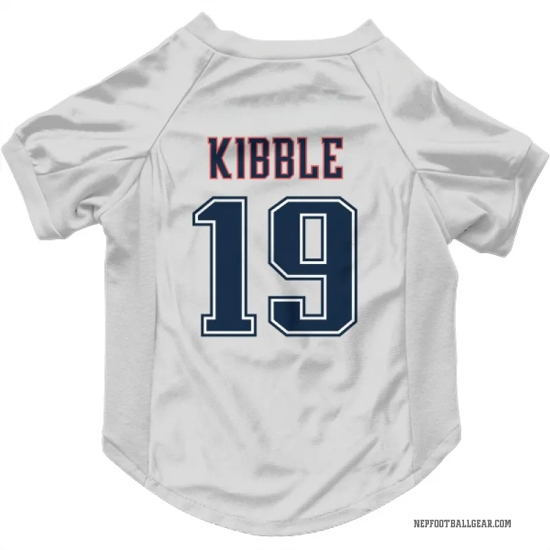 Jimmy Kibble  White New England Patriots  Fade Cat & Dog Pet Jersey