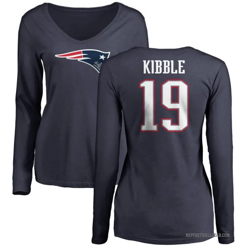 Jimmy Kibble Women's Navy New England Patriots Logo Slim Fit Long Sleeve T-Shirt -