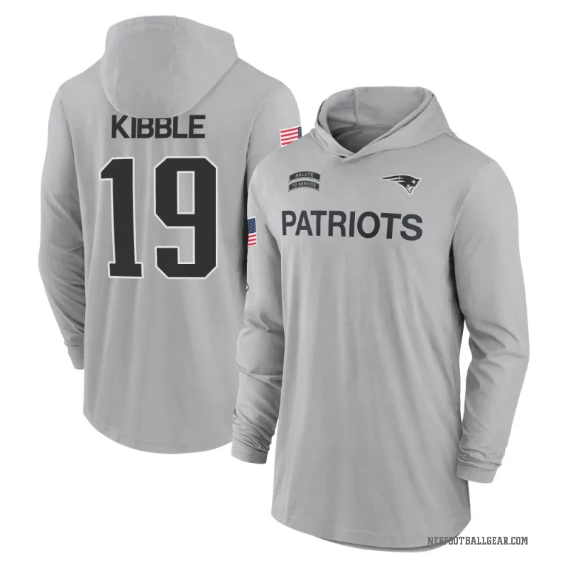 Jimmy Kibble Youth Gray New England Patriots 2024 Salute to Service Lightweight Performance Long Sleeve Hooded T-Shirt