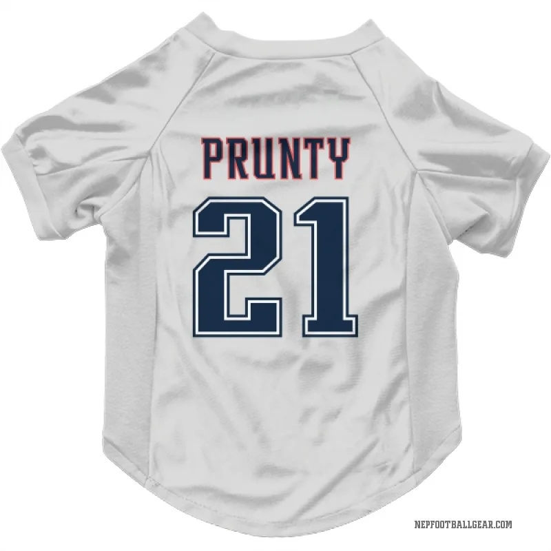 Karon Prunty  White New England Patriots  Fade Cat & Dog Pet Jersey