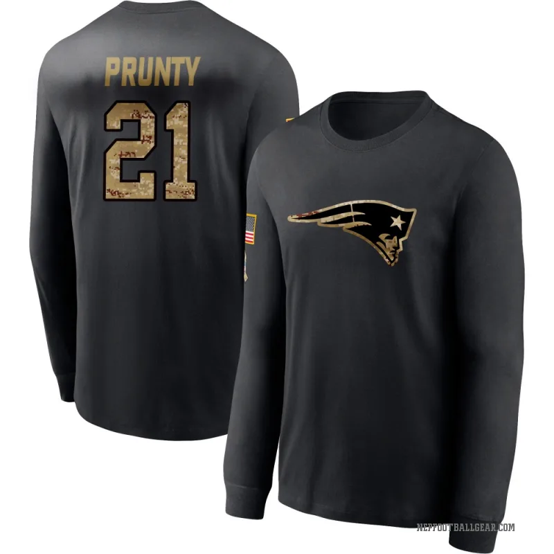 Karon Prunty Youth Black New England Patriots 2020 Salute To Service Sideline Performance Long Sleeve T-Shirt