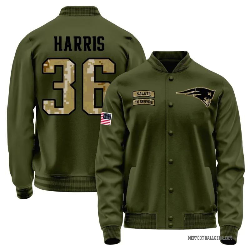 Kenneth Harris Men's Olive New England Patriots Salute to Service Sideline Performance Jacket