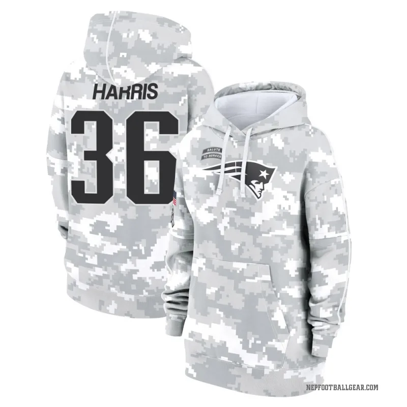 Kenneth Harris Women's Camo New England Patriots Arctic 2024 Salute to Service Club Fleece Pullover Hoodie