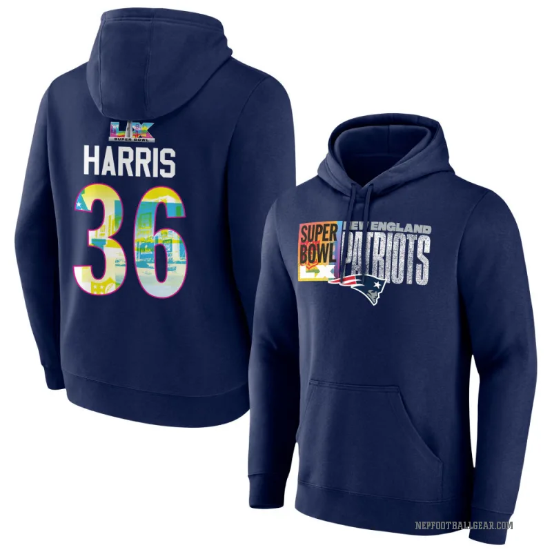 Kenneth Harris Youth Navy New England Patriots Super Bowl LX Hoodie