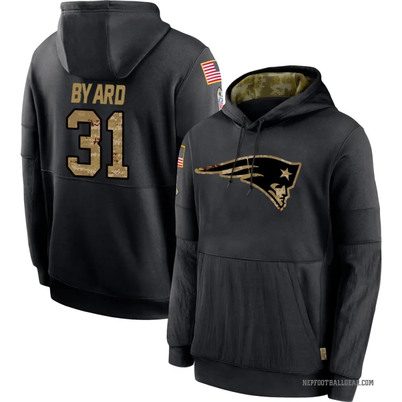 Kevin Byard Men's Black New England Patriots 2020 Salute to Service Sideline Performance Pullover Hoodie