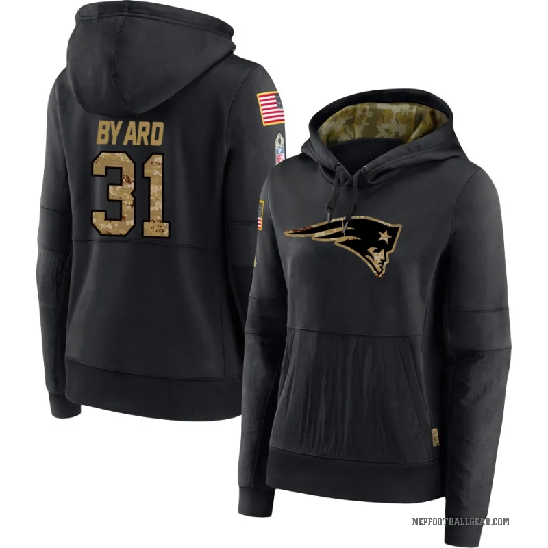 Kevin Byard Women's Black New England Patriots 2020 Salute to Service Sideline Performance Pullover Hoodie