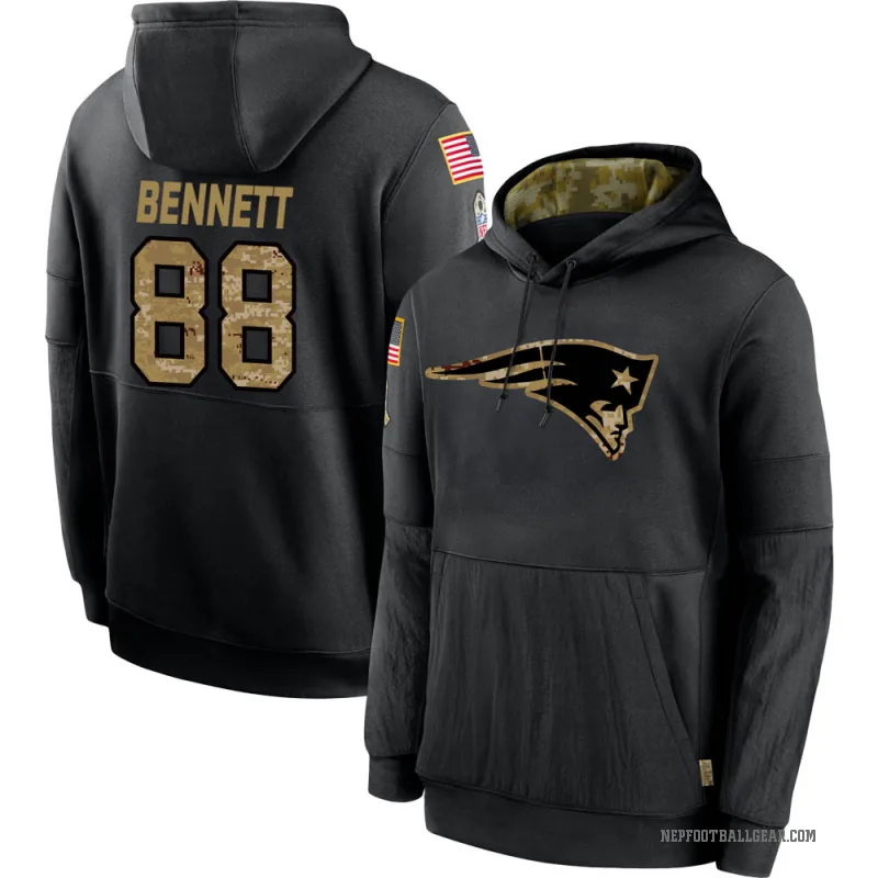 Martellus Bennett Men's Black New England Patriots 2020 Salute to Service Sideline Performance Pullover Hoodie