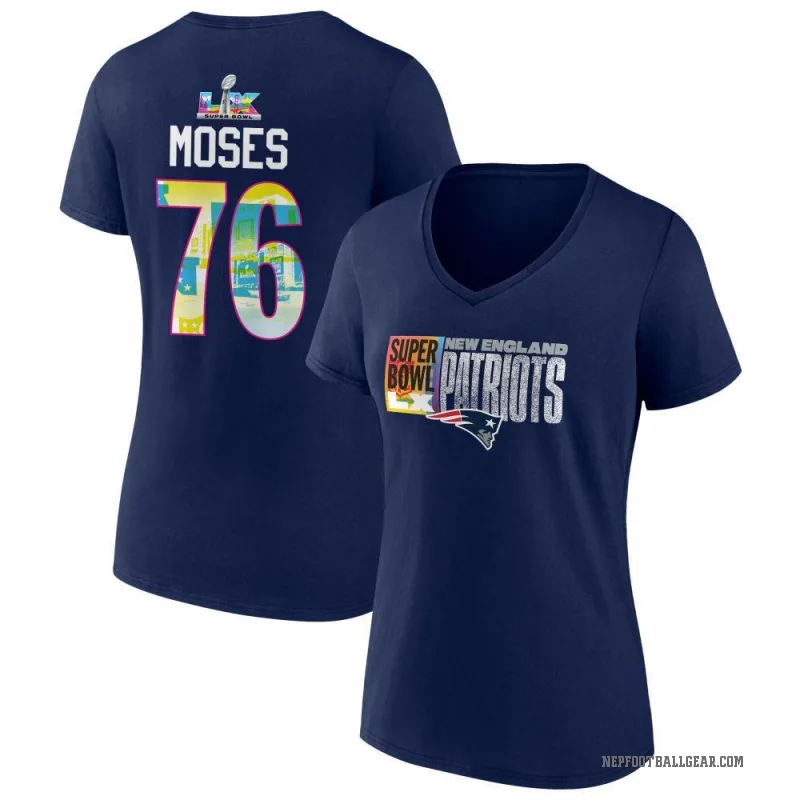 Morgan Moses Women's Navy New England Patriots Super Bowl LX V-Neck T-Shirt
