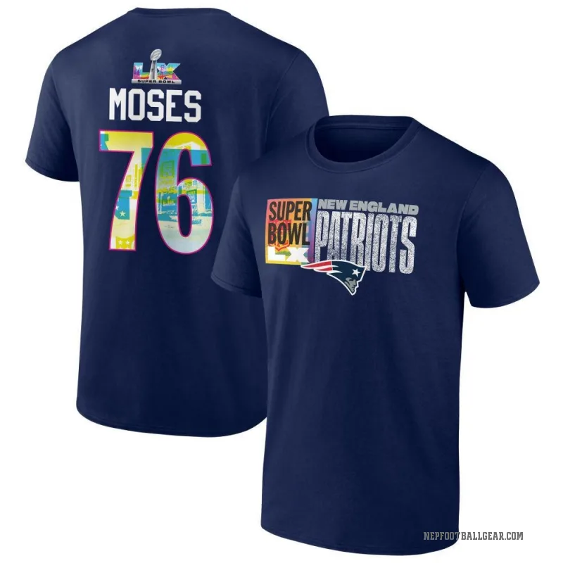 Morgan Moses Youth Navy New England Patriots Super Bowl LX T-Shirt