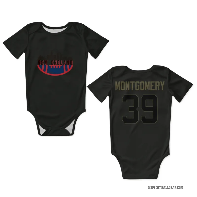 Myles Montgomery  Black New England Patriots  Service Newborn & Infant Bodysuit