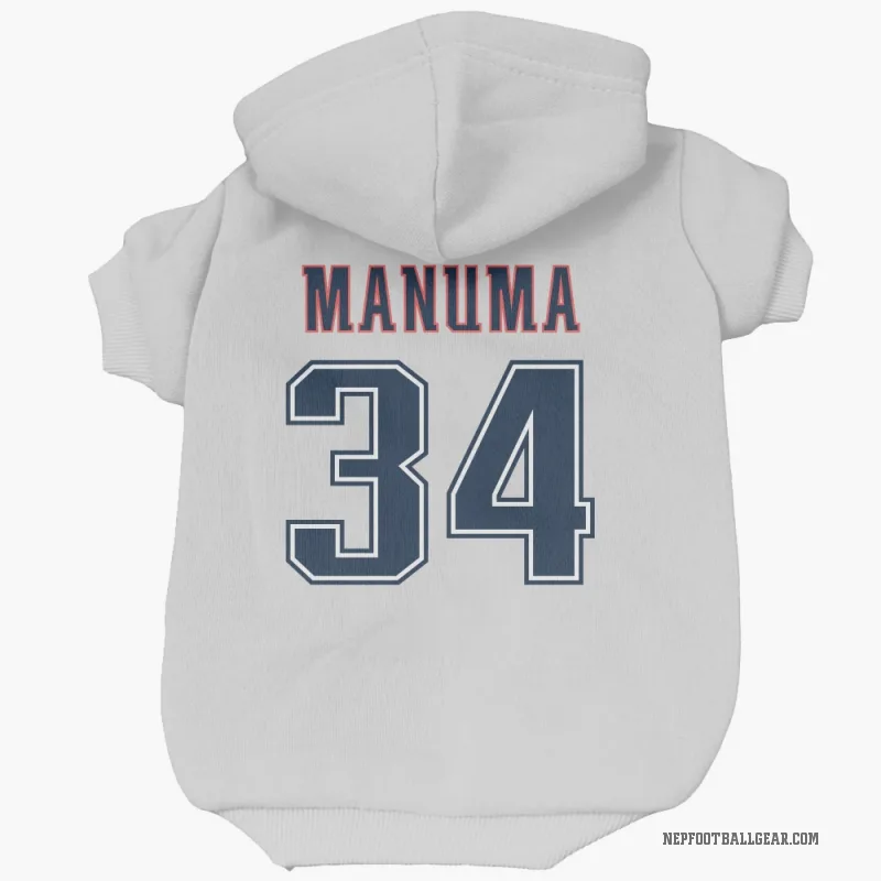 Peter Manuma  White New England Patriots  Fade Cat & Dog Pet Hoodie