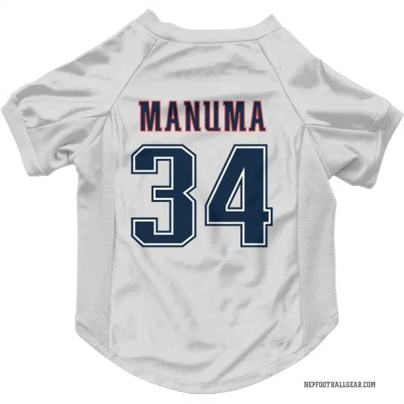 Peter Manuma  White New England Patriots  Fade Cat & Dog Pet Jersey