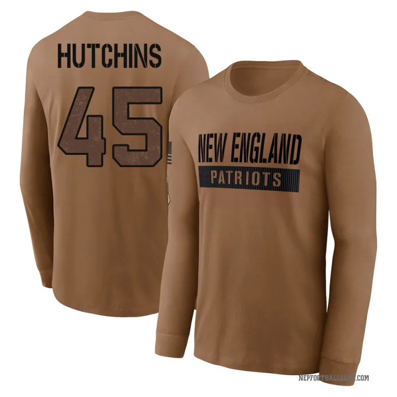 Quintayvious Hutchins Men's Brown New England Patriots 2023 Salute To Service Long Sleeve T-Shirt
