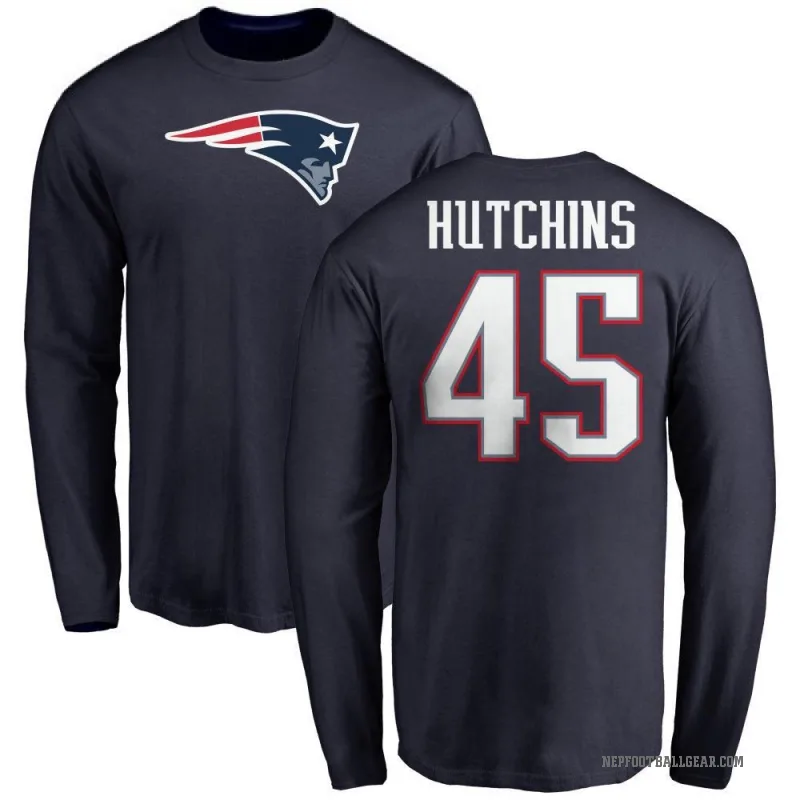 Quintayvious Hutchins Men's Navy New England Patriots Logo Long Sleeve T-Shirt -