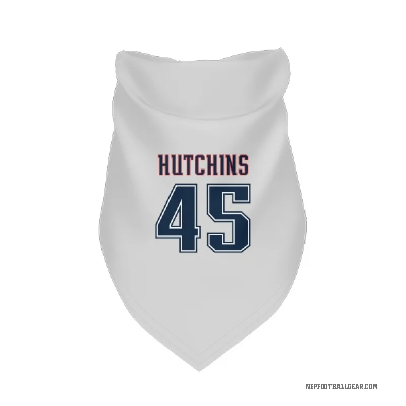 Quintayvious Hutchins  White New England Patriots  Fade Cat & Dog Pet Bandana