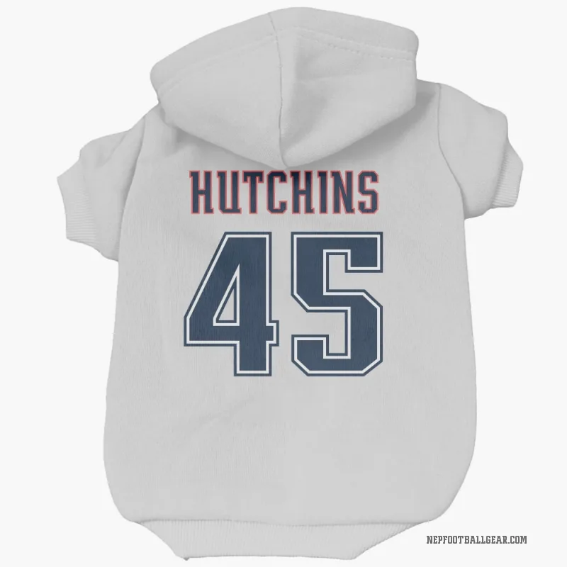 Quintayvious Hutchins  White New England Patriots  Fade Cat & Dog Pet Hoodie