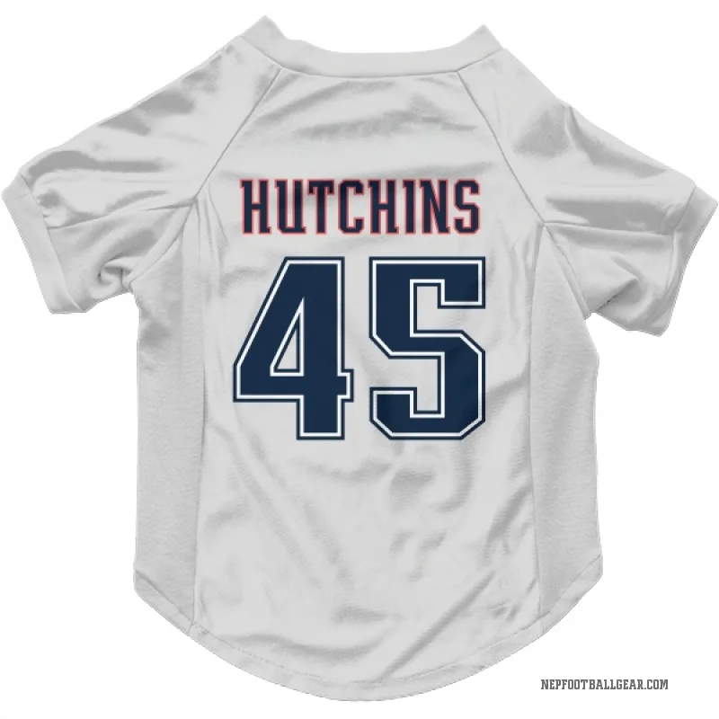 Quintayvious Hutchins  White New England Patriots  Fade Cat & Dog Pet Jersey
