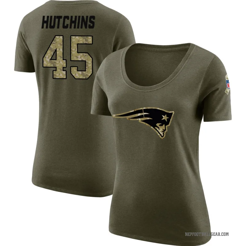 Quintayvious Hutchins Women's Olive New England Patriots Salute to Service Scoop Neck T-Shirt