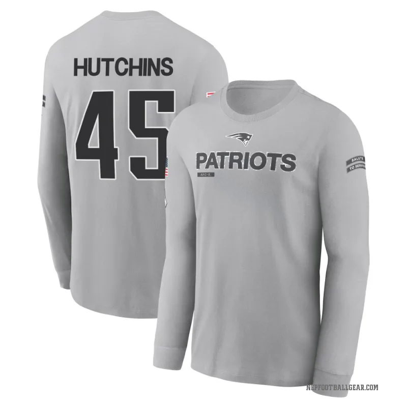 Quintayvious Hutchins Youth Gray New England Patriots 2024 Salute to Service Long Sleeve T-Shirt