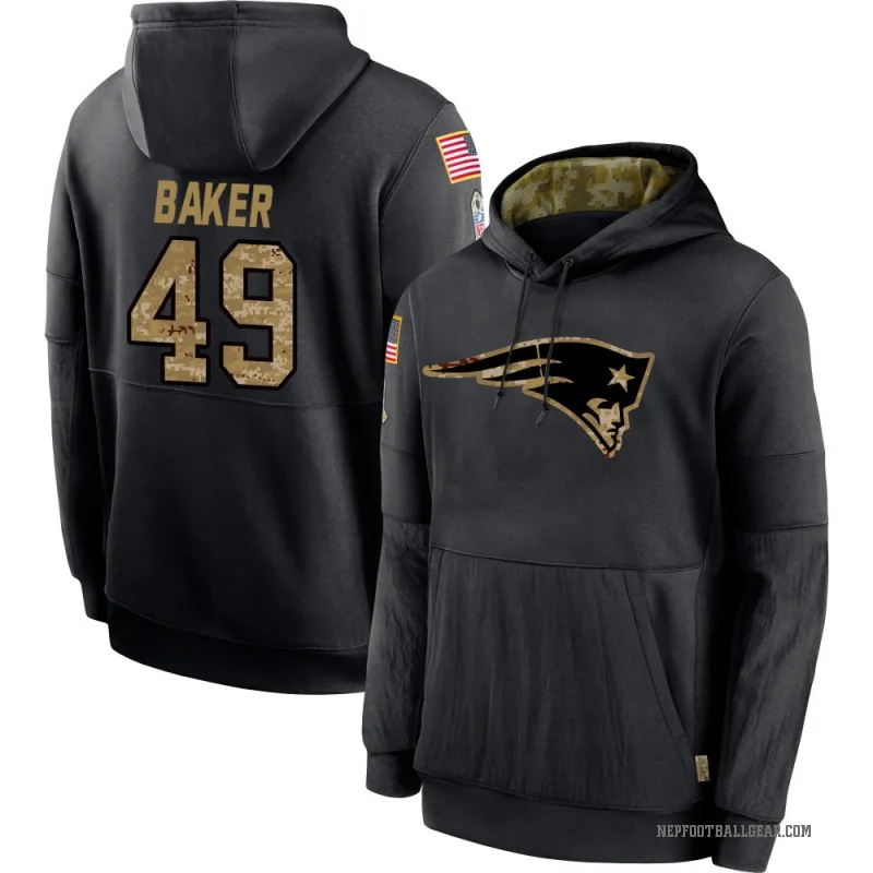 Rushawn Baker Men's Black New England Patriots 2020 Salute to Service Sideline Performance Pullover Hoodie