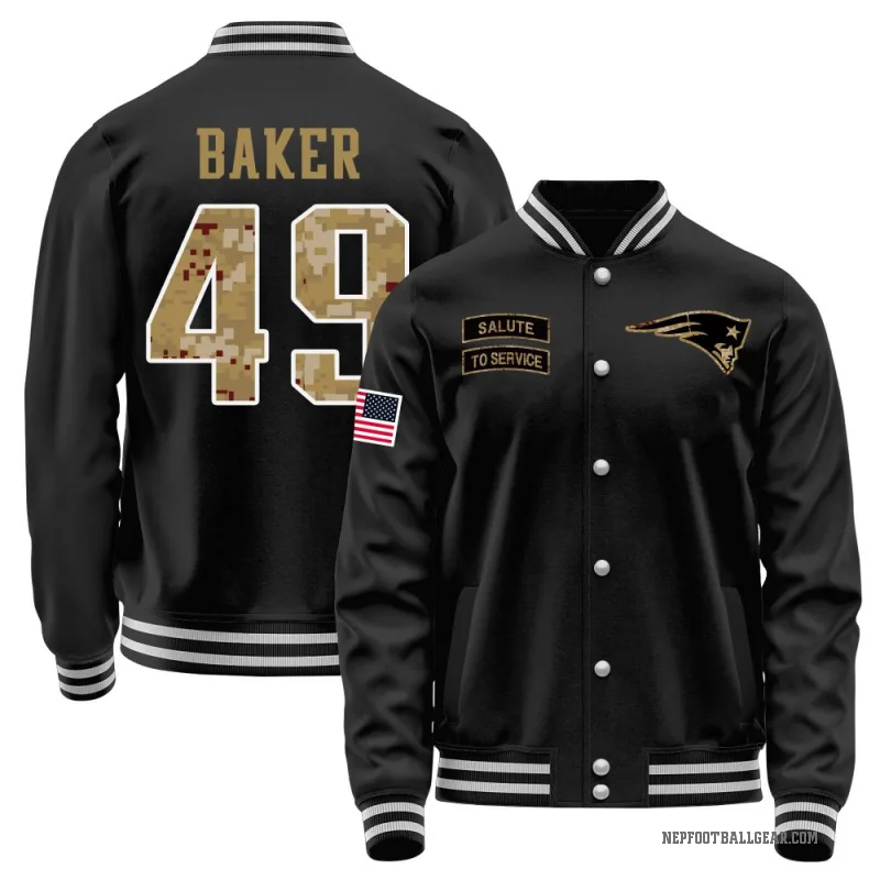 Rushawn Baker Men's Black New England Patriots Salute to Service Sideline Performance Jacket