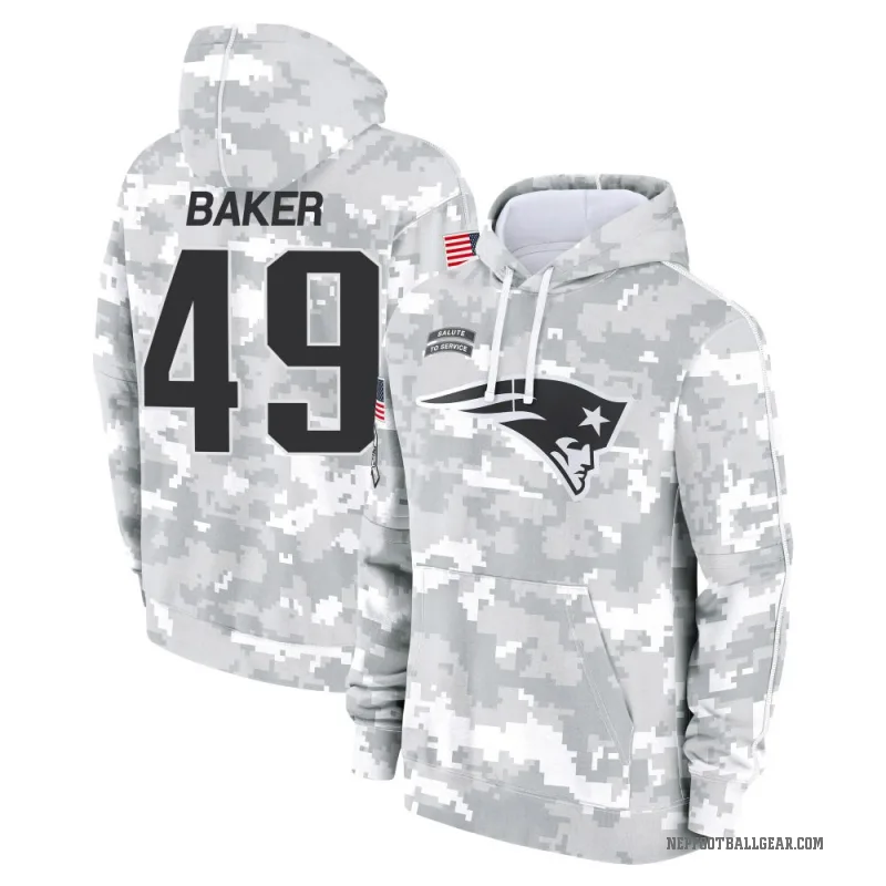 Rushawn Baker Youth Camo New England Patriots Arctic 2024 Salute to Service Club Fleece Pullover Hoodie
